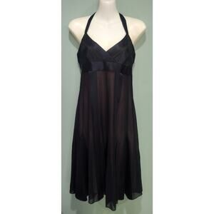 BCBGMaxazria Satin & Sheer‎ Dress Halter Dress, Black, Size 4